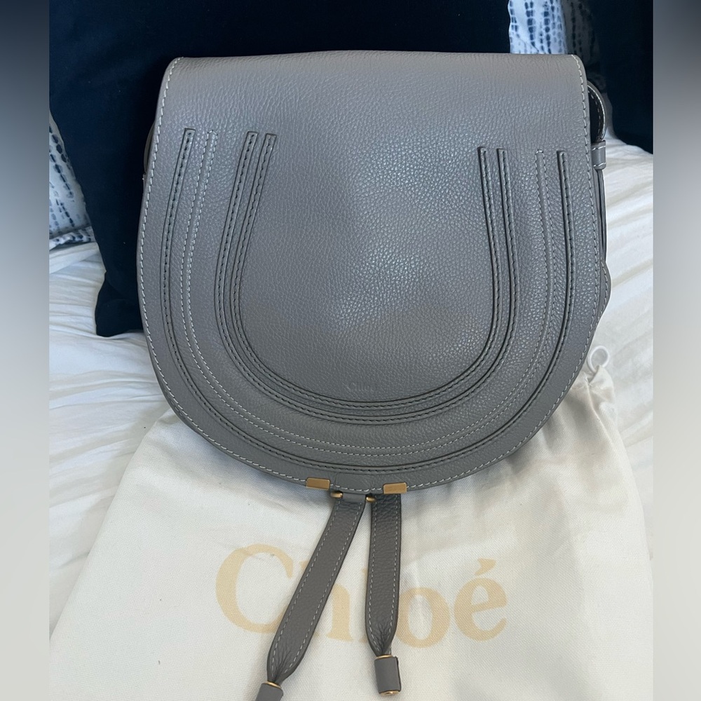 Chloe Marcie large Saddle bag grey